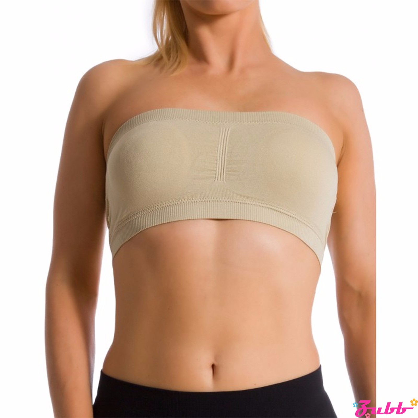 Seamless Stretch Sports Bra Wire Free Bandeau With Removable Pads Tube Top Yoga