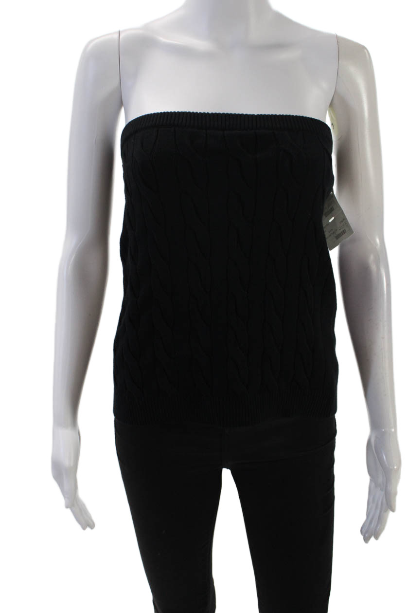 Minnie Rose Womens Cotton Sleeveless Knit Tank Tube Top Black Size L