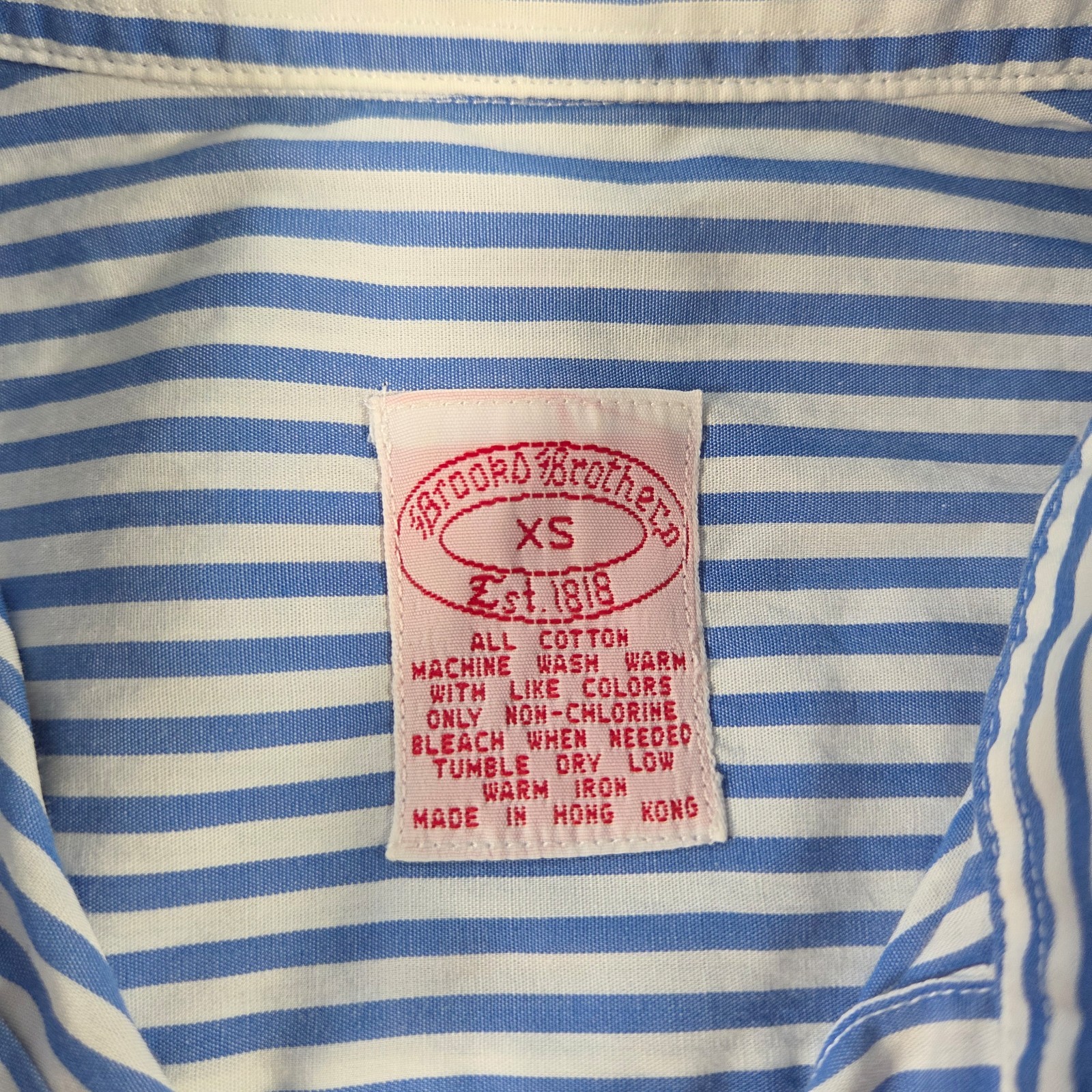 Vintage Brooks Brothers Shirt Womens XS Blue Striped Oxford Button Long Sleeve