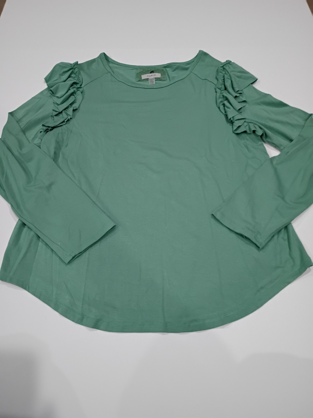 Cupio Women’s Blouse Ruffle Shoulder LongSleeve XL Boho, Cottage, Soft, Fairy