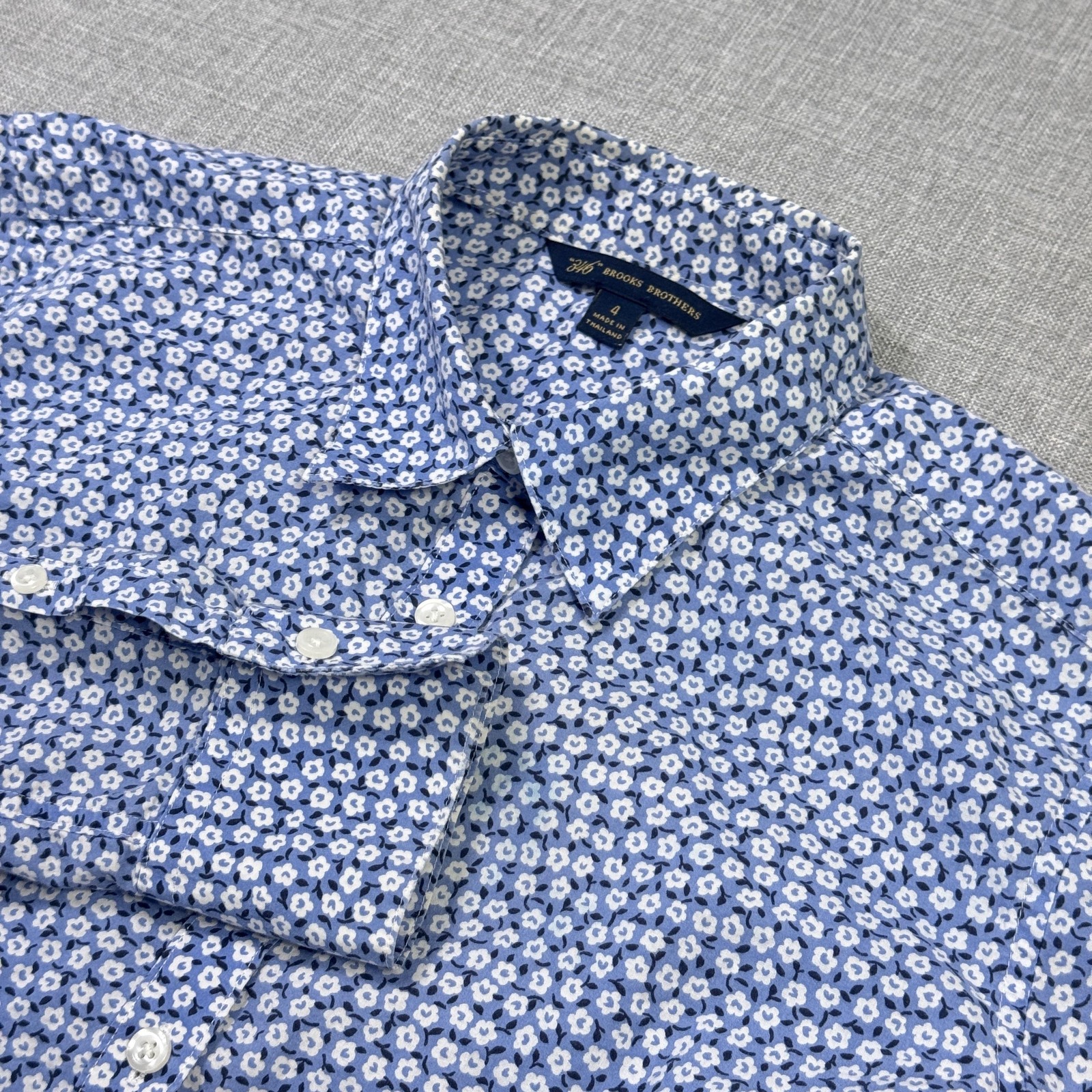 Brooks Brothers Button-Up Womens 4 Blue Floral Basic 100% Cotton Classic