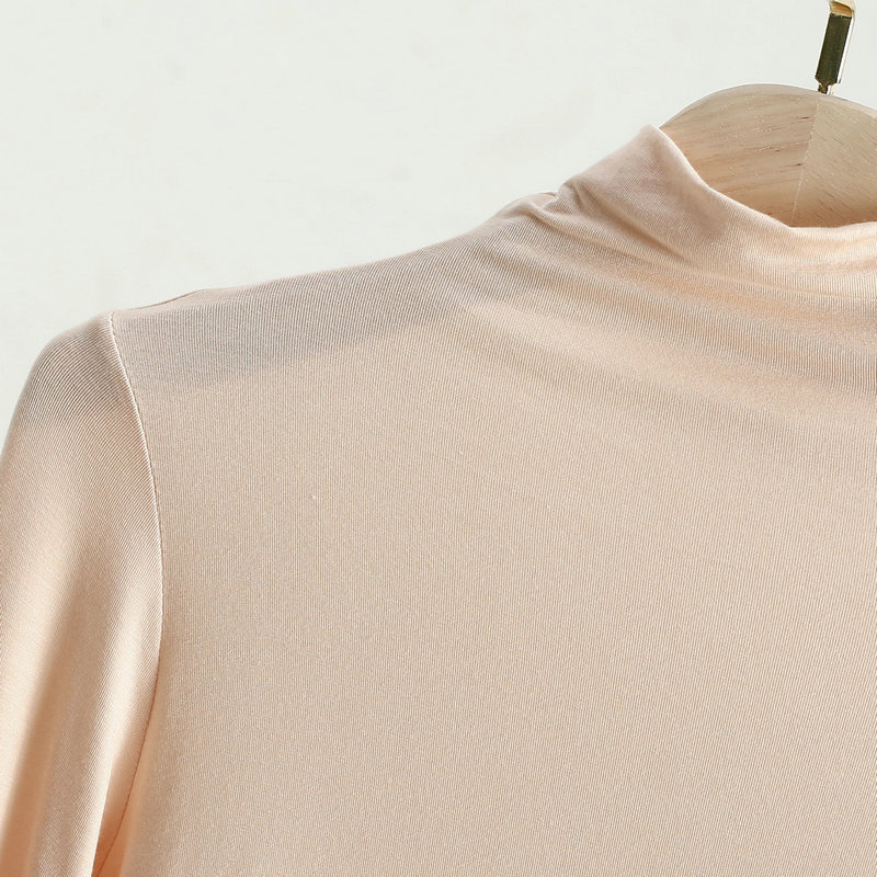 Women pure mulberry silk knitted high neck T-shirt underwear long sleeved T-shir
