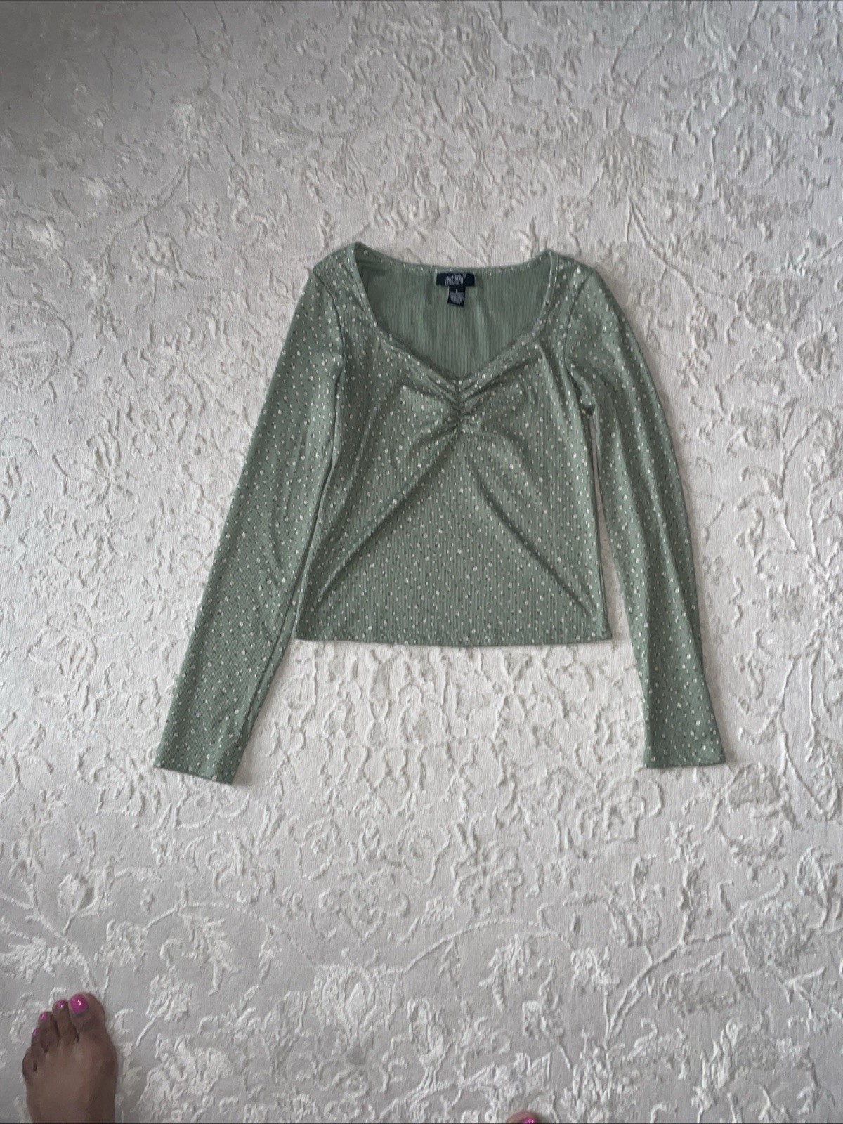 Just Polly Women Large Green Floral Top