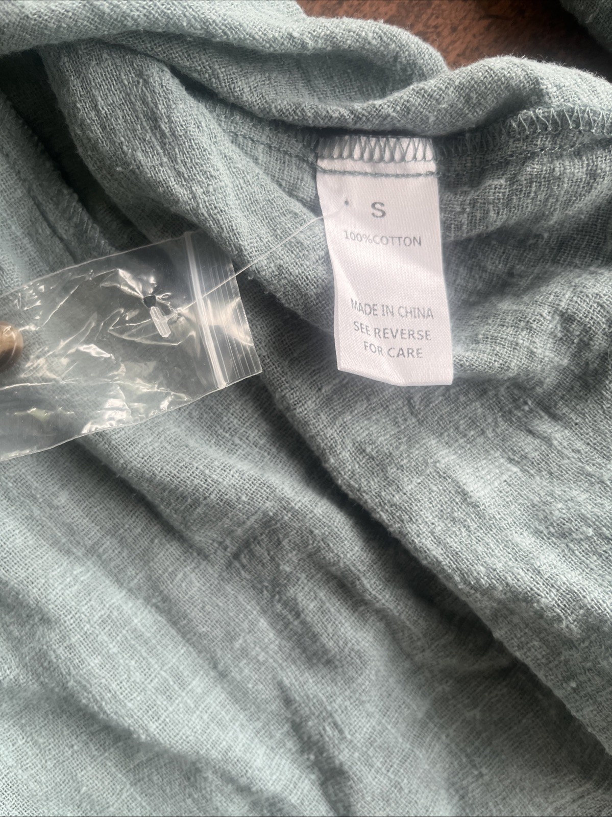 Wishlist Apparel Sage Green Gauze Tie Front Button Shirt Small Coastal Cottage