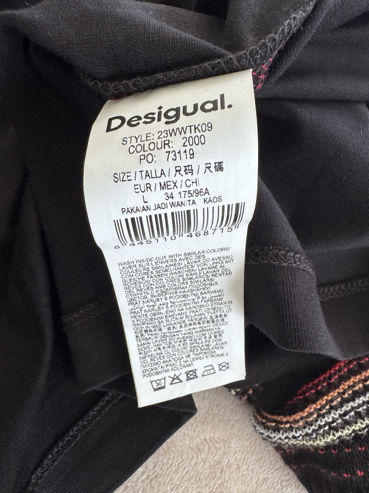 Desigual graphic print Tee shirt L Multi Art Black Artsy