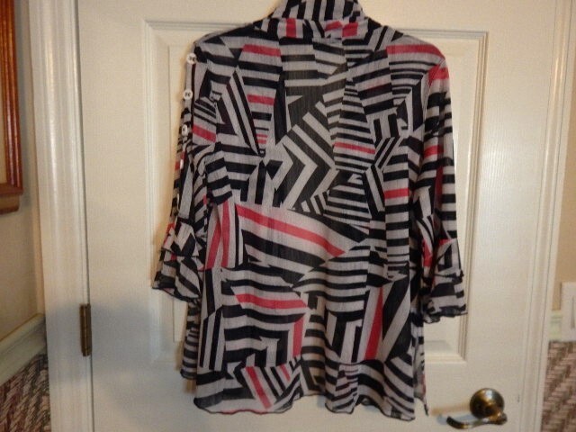 Multiples Open Front Print Mesh Cardigan Top (PM)