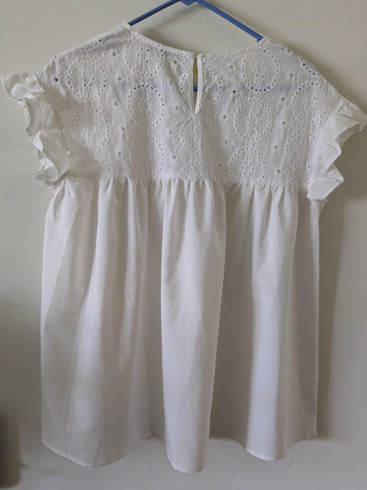 Shein Bright White Eyelet Baby Doll Top No Size Tag see measurents