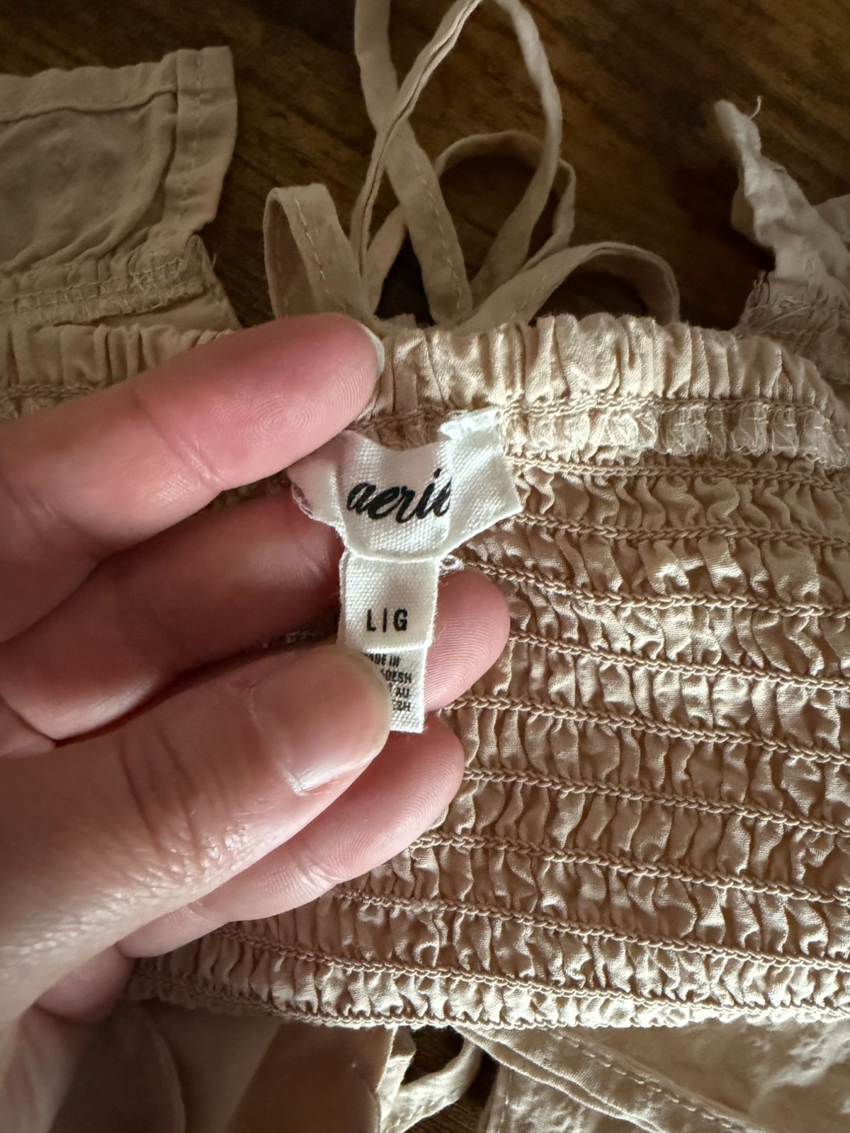 Aerie Tan Tie Front Crop Top