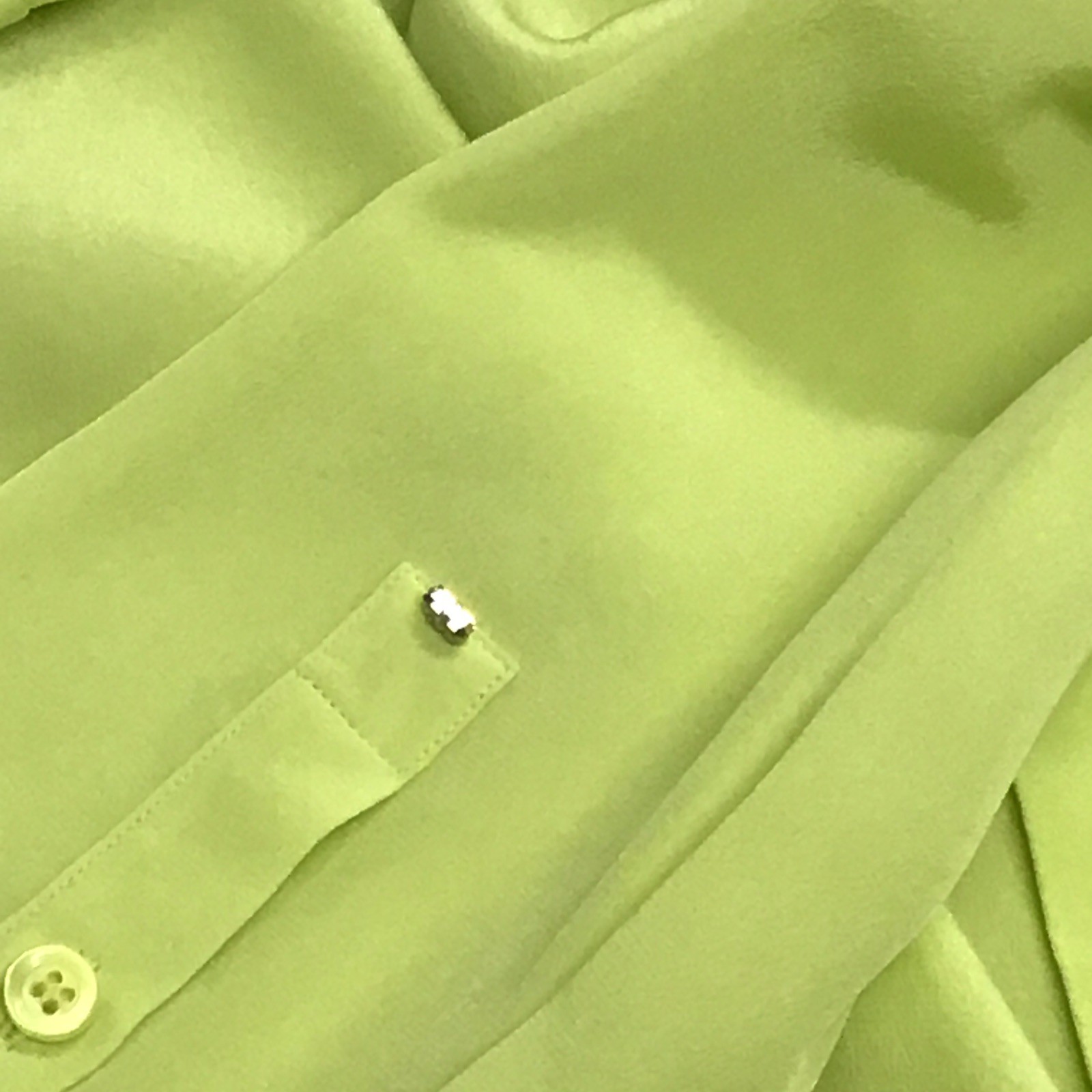 Max Mara SPORTMAX Algebra Lime Silk Shirt Button Front Elongated Cuffs NWOT US6