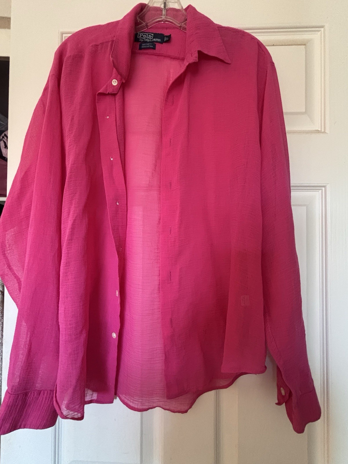 Vintage Polo Ralph Lauren Beckett Women’s Pink Solid Long Sleeve Button-Up