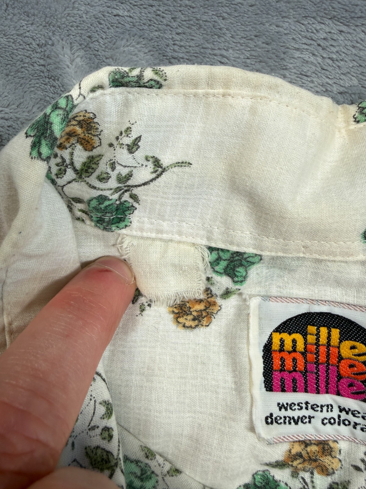 Vintage Miller Miller Western Shirt Mens XL White Floral Pearl Snap Denver USA