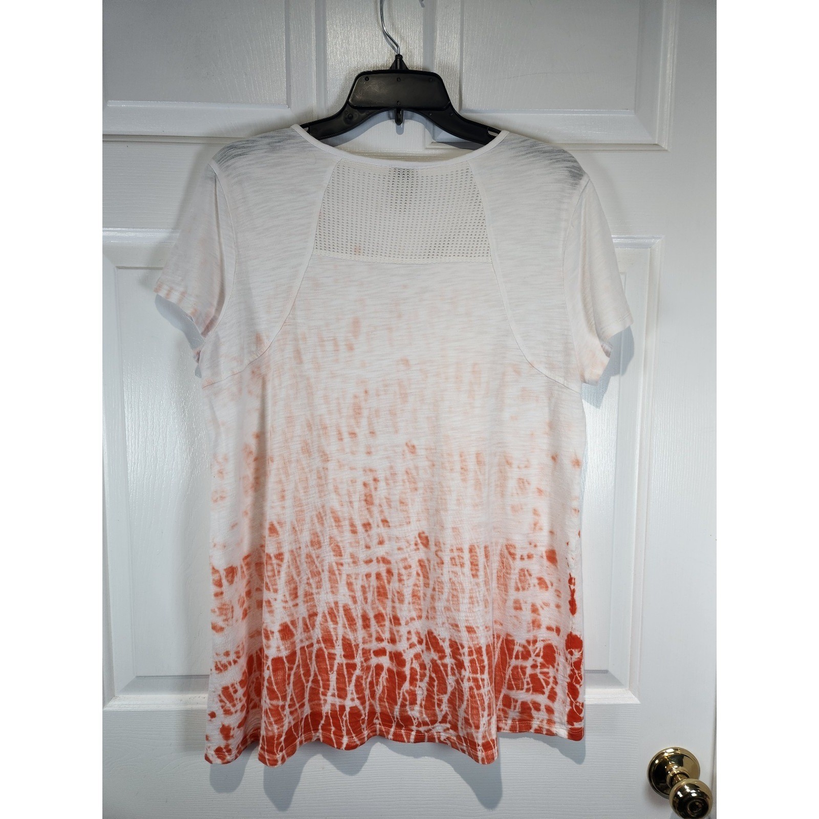 Women’s sz L Chicos Zenergy sz 2 Athletic White Orange Short Sleeved T Shirt