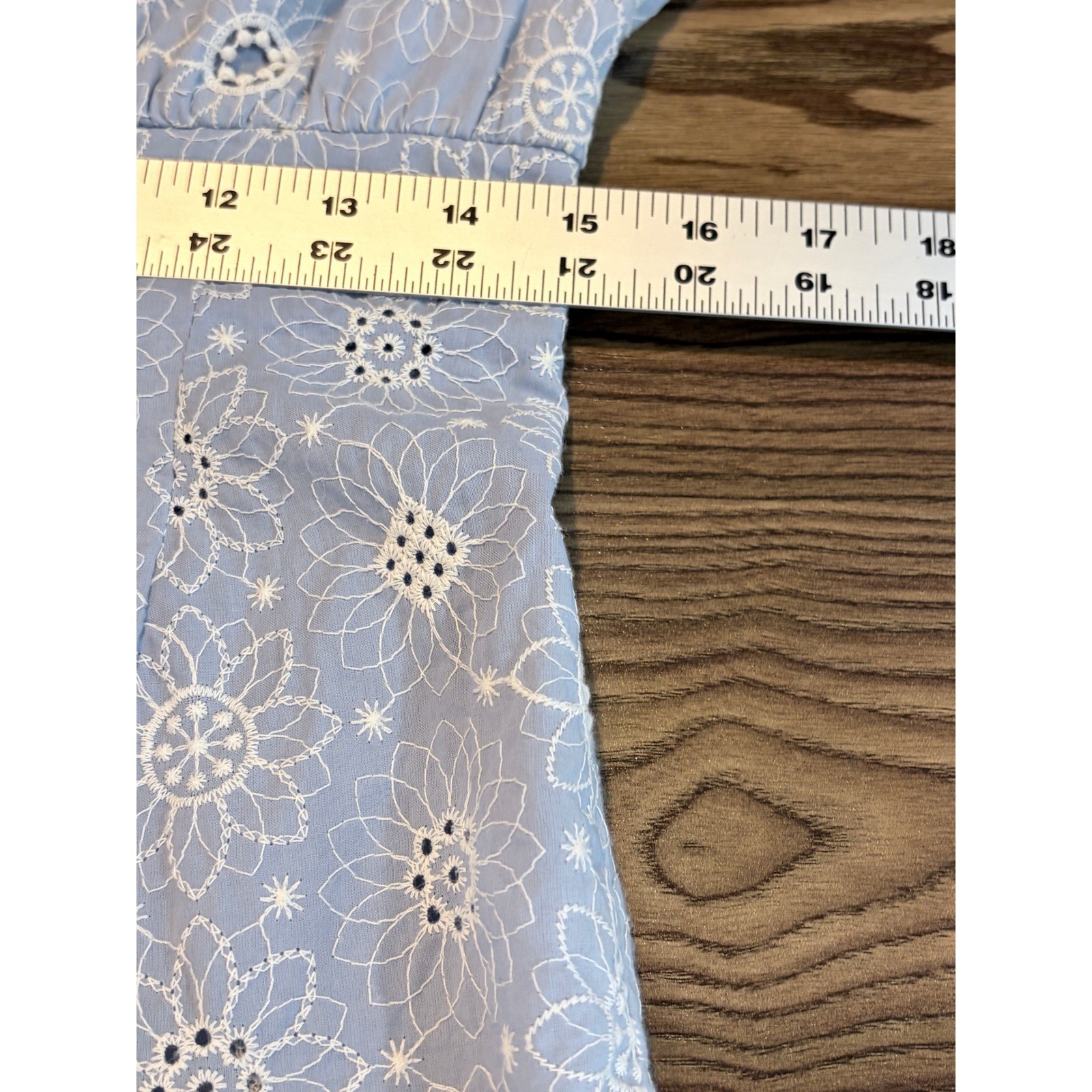 NWT Fate Blue Eyelet Floral Embroidered Button Down Peplum Blouse S Cottagecore