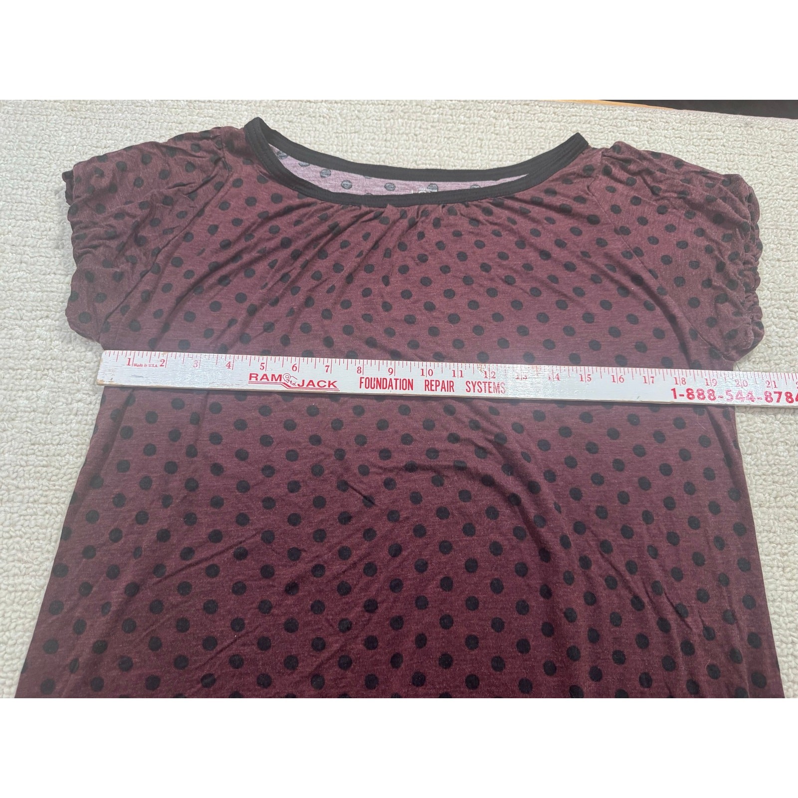 Ann Taylor LOFT Women’s XL Tee Burgundy Polka Dots Viscose/Lyocell Blend Summer