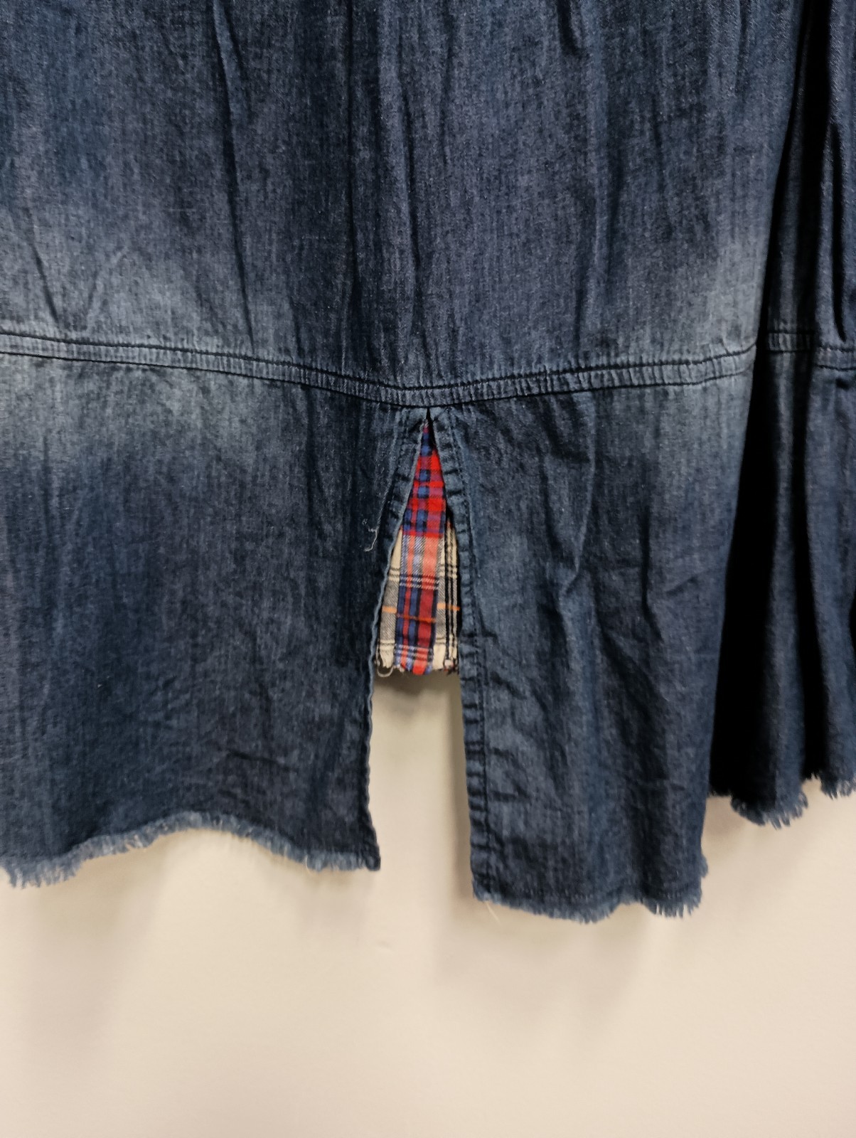 Vintage Havana BOHO Shirt Womens Small Plaid Flannel Chambray Long Sleeve