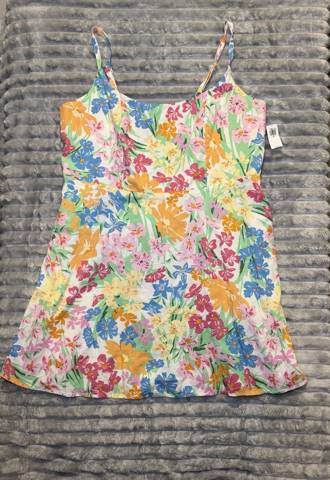 NWT Old Navy 2XL Multicolor Floral Spaghetti Strap Sleeveless Linen Fit Dress
