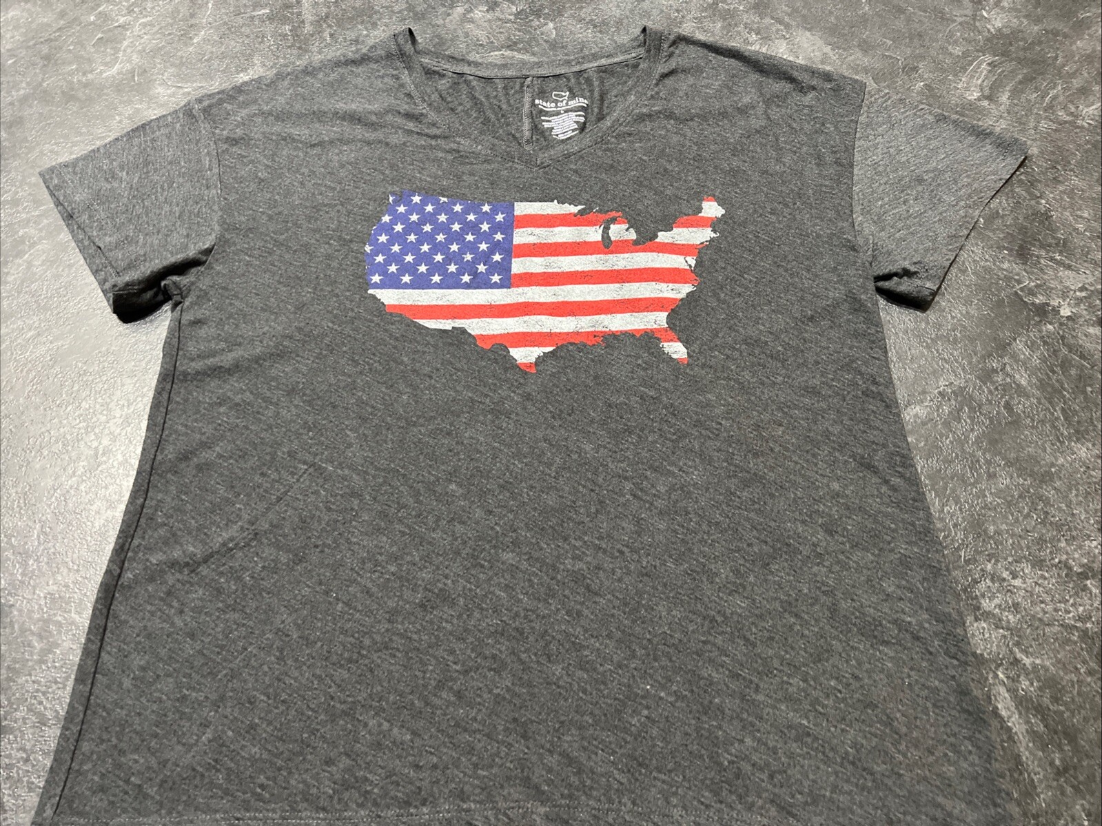State of Mine Womens USA America T-Shirt Gray Charcoal 4th of July Size L