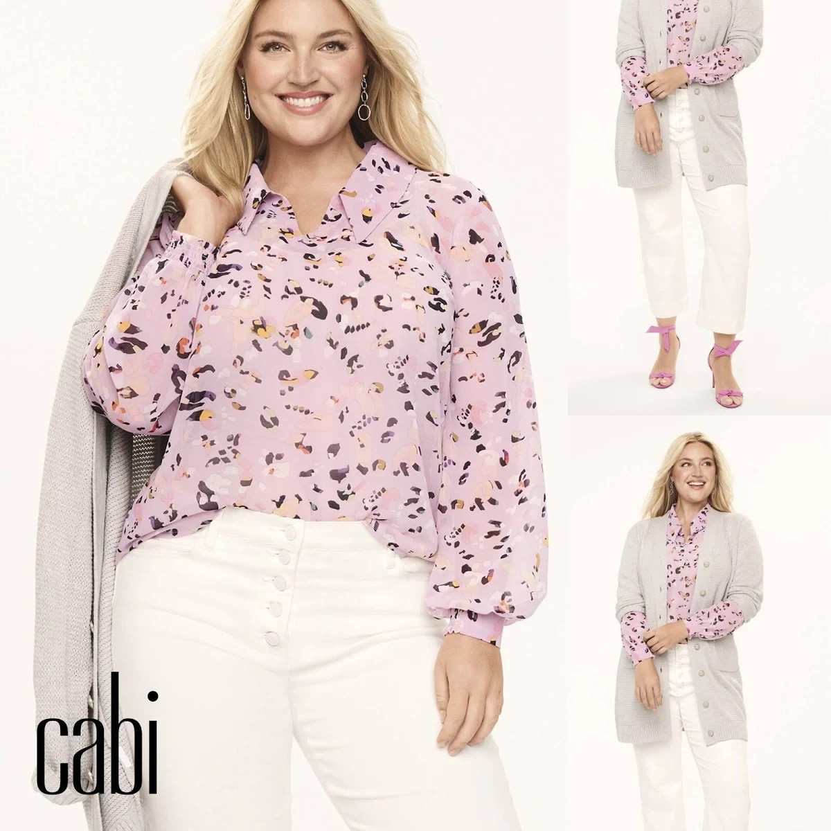 CAbi 6501 Pounce Top Pink Panther Animal Print Blouse NWT Spring 2024