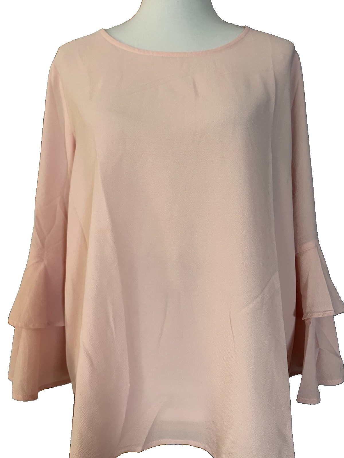 Gibson Pink Bell Sleeve Blouse XL Pink Pullover High Low Career Hippie Party