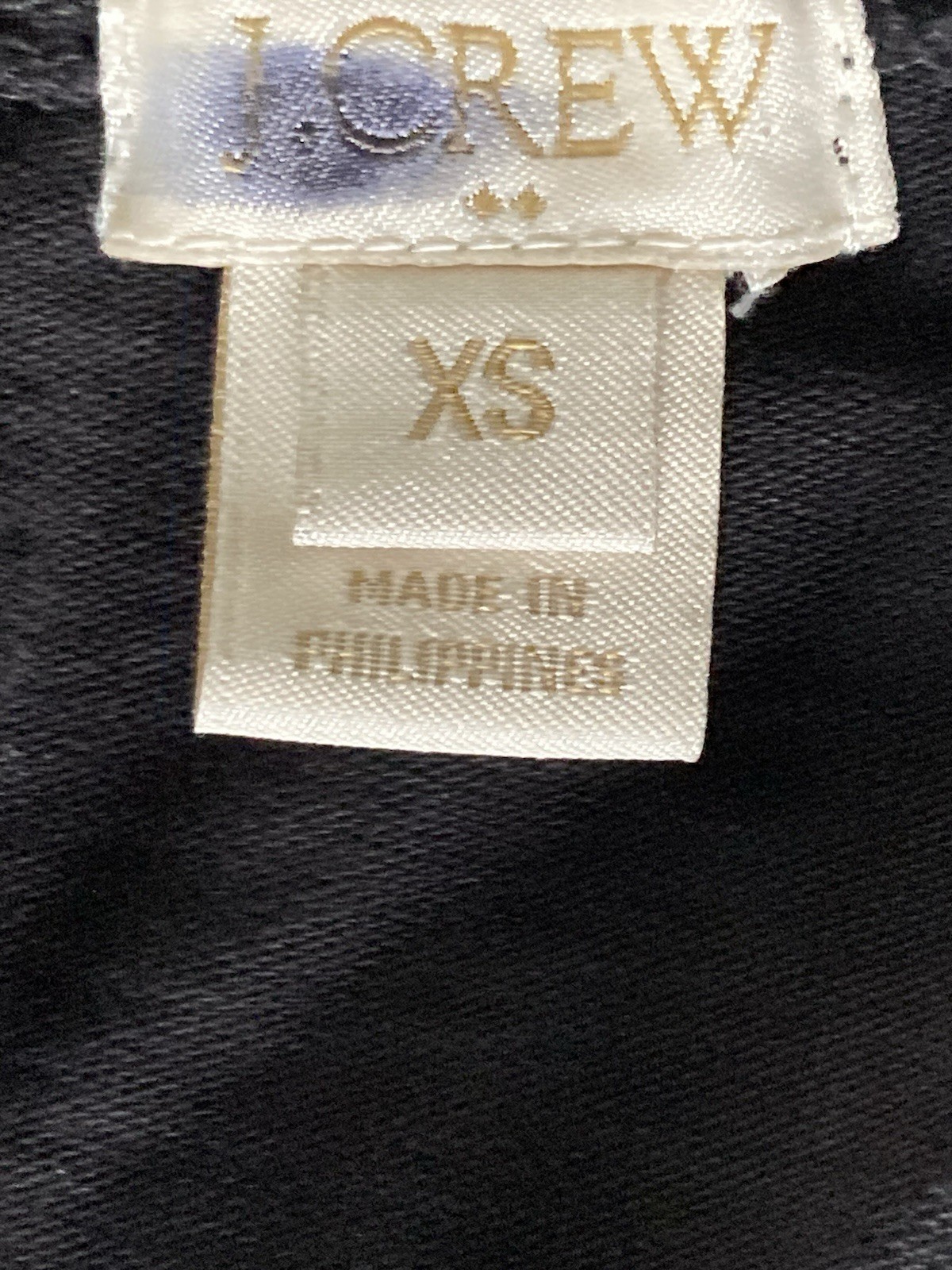 J Crew Top Women’s XS Black Faux Leather Short Sleeves Zip Back Good Condition
