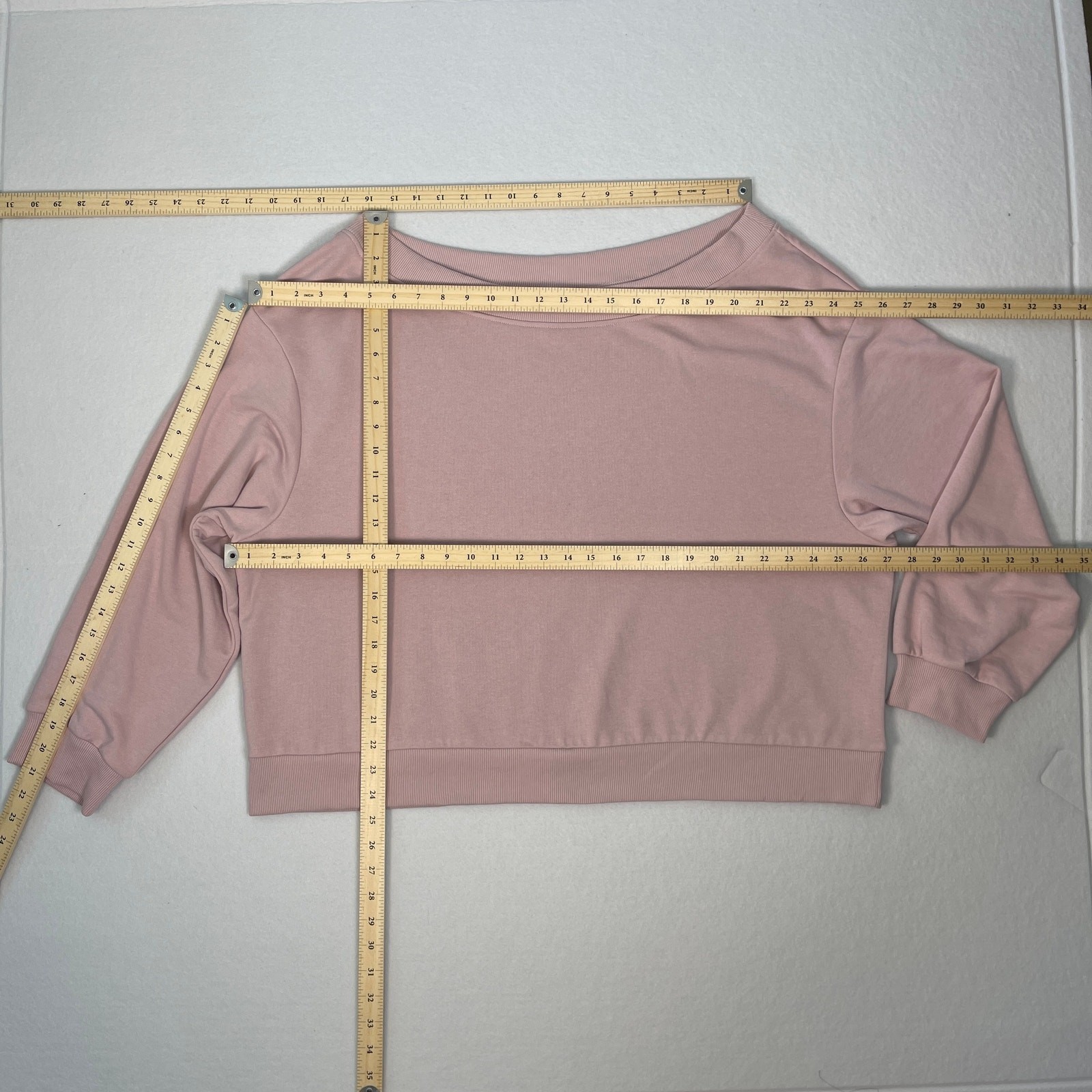 H&M Blush Pink Oversized Sweatshirt Wide Neck Pullover Size L Soft Lounge