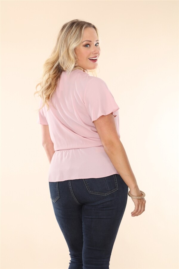 Womens Plus Size Blush Pink Peplum Top 3XL Wrap Inspired