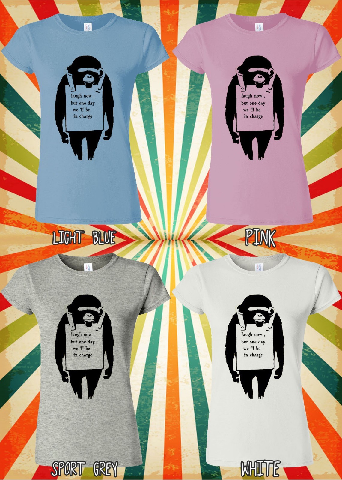 Banksy Monkey Lough Now Hipster Funny Men Women Vest Tank Top Unisex T Shirt 454