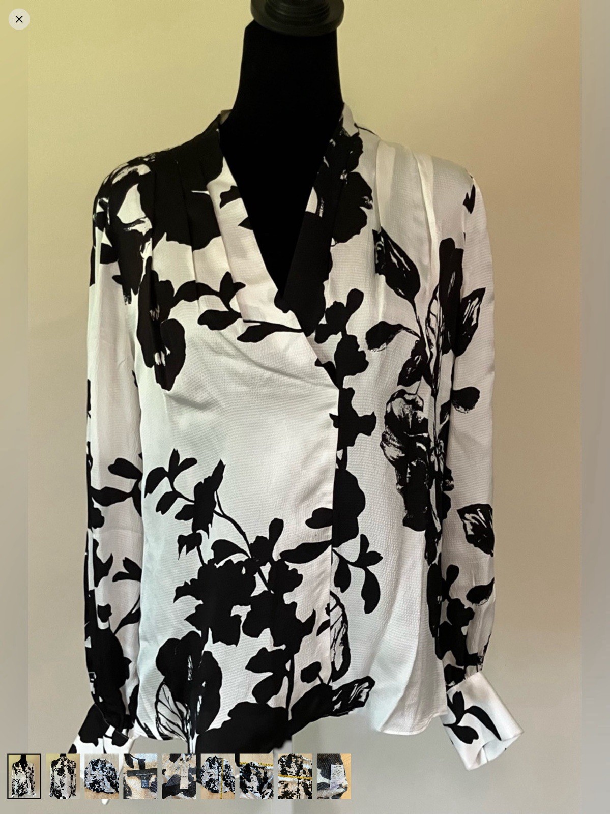 White House Black Market Abstract Floral Print Blouse Small NWT