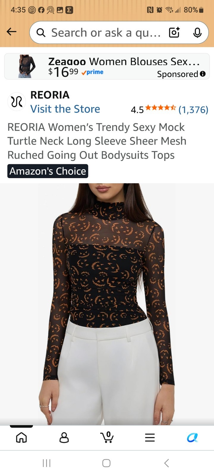REORIA Women’s Trendy Sexy Mock Turtle Neck Long Sleeve Sheer Mesh Ruched Going