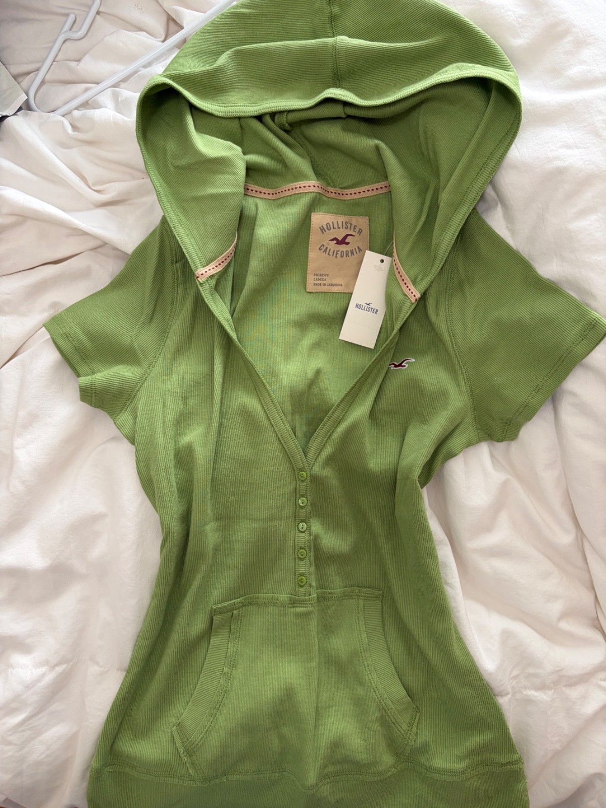 Hollister green hooded Henley
