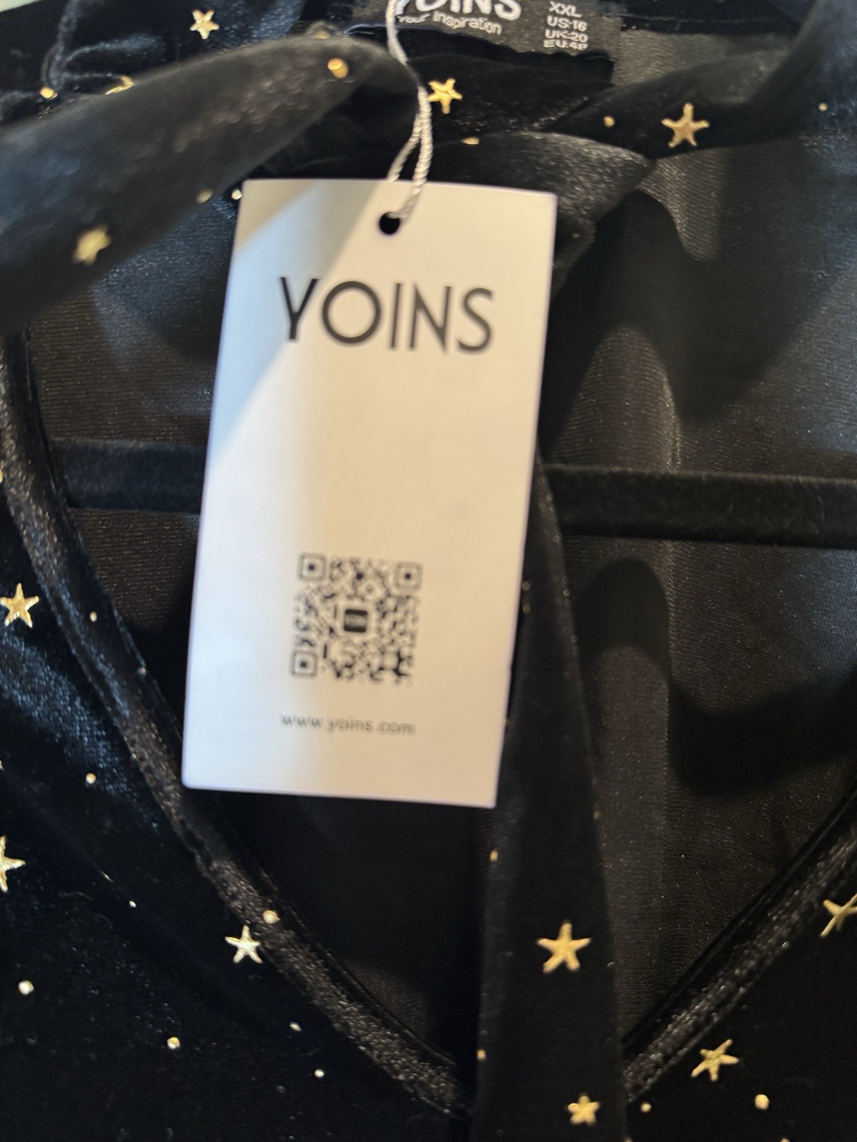 CELESTIAL STARS Black VELVET Size 2XL 16 Women Blouse YOINS NWT Halloween