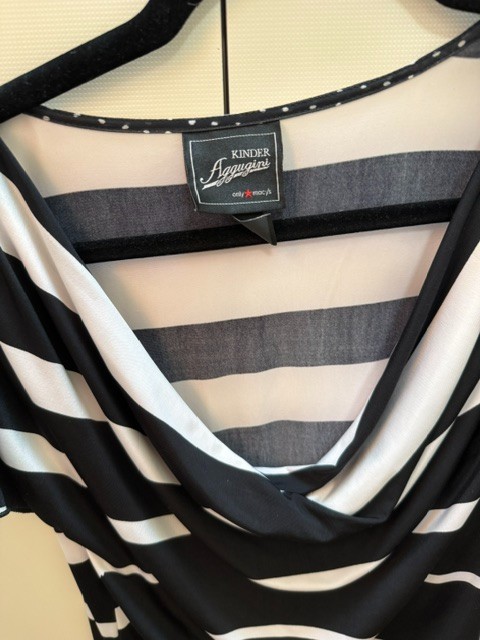 Kinder Aggugini for Macy’s Women Black White Striped Cowl Neck Dress Size M