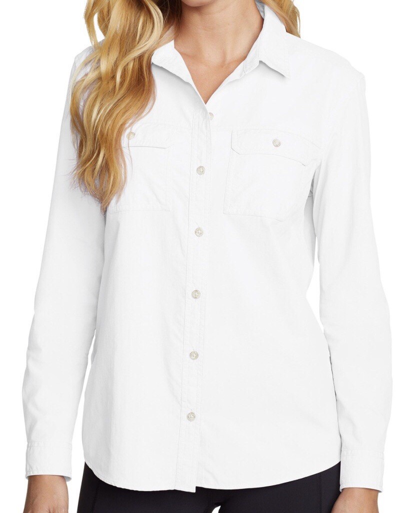 Eddie Bauer Mountain Ripstop Long Sleeve Shirt White Nylon Women’s XL