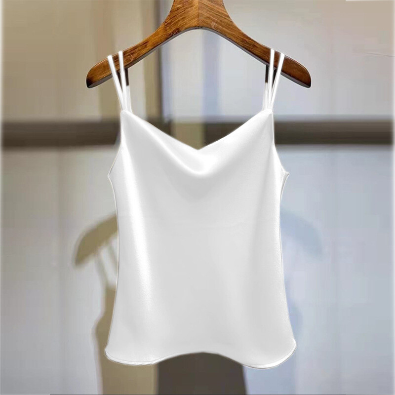 Ladies Silky Tank Top Strappy Satin Vest Casual Shirt Sleeveless Solid Vest Tops