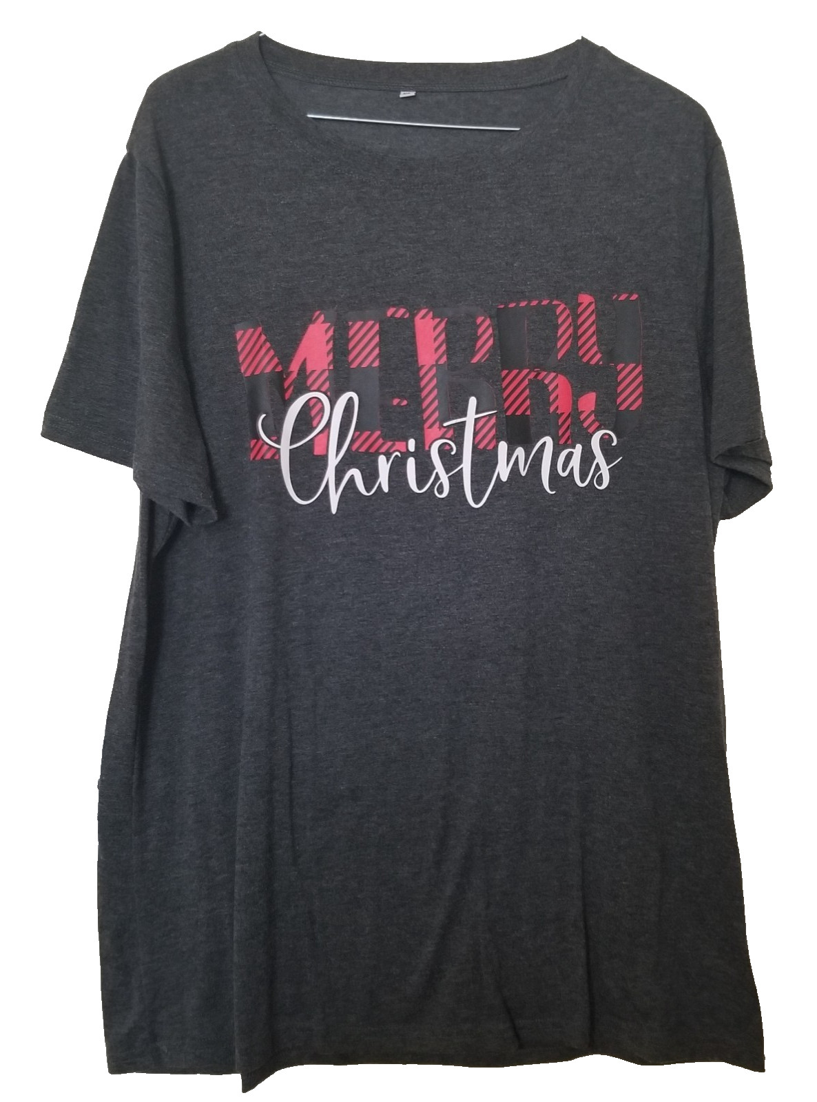 Womens Merry Christmas Holiday Xlarge Gray Tshirt Short Sleeve