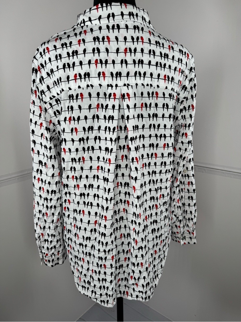 Jane and Delancey Birds on a Wire Tunic Top Button Front Blouse Size Medium