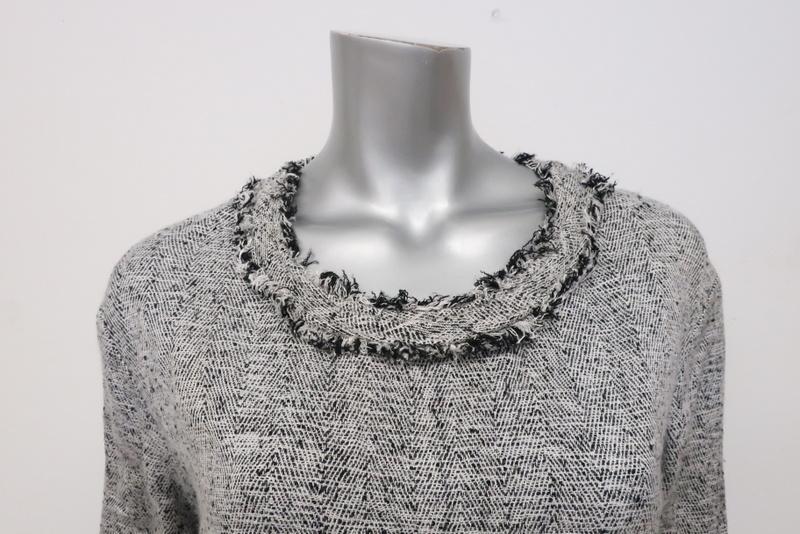 IRO Top Bardy White/Black Frayed Boucle Tweed Size 36