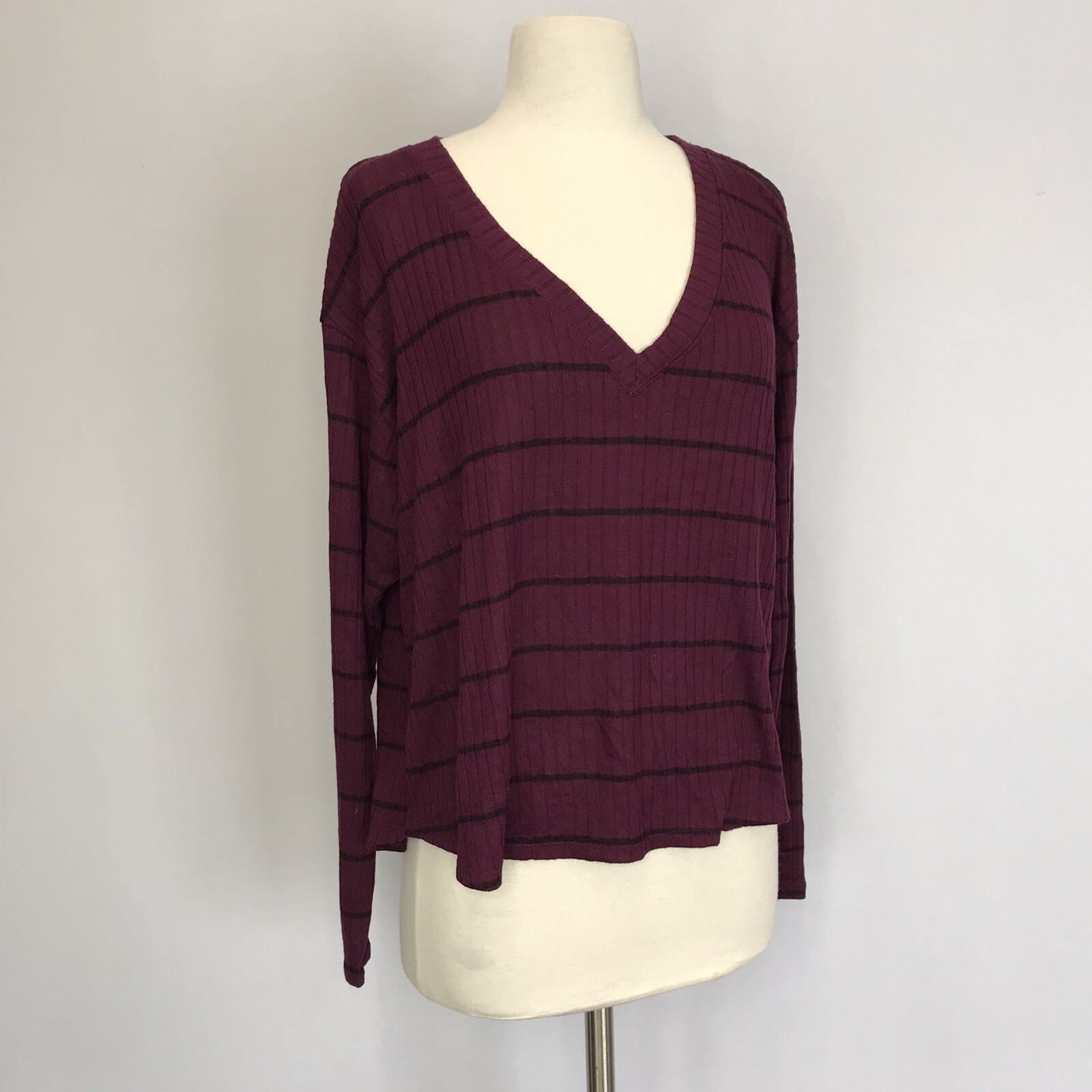 Victoria’s Secret Pink MEDIUM Maroon Burgandy Long Sleeve Crop Top Oversized