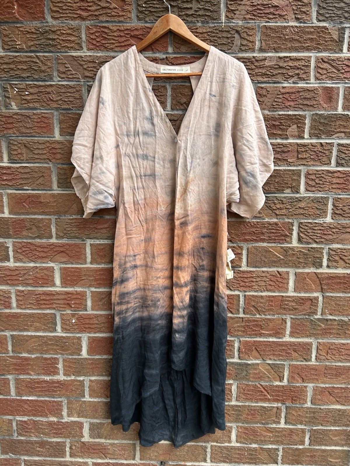 Saltwater Luxe festival Kimono Women tie dye Midi Beach Pool Resort pullover L