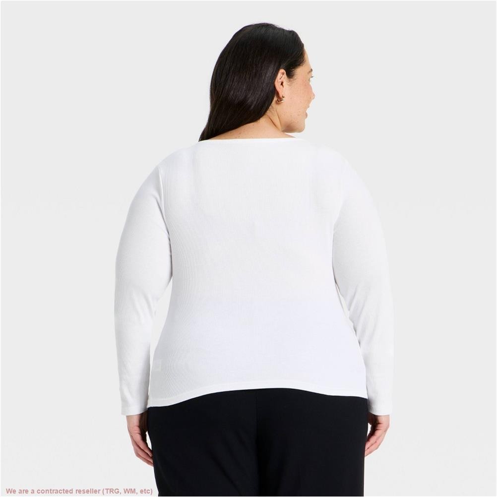 Women’s Lace Trim V-Neck Ribbed Top – A New Day White XXL *SEE DEAL!!!*