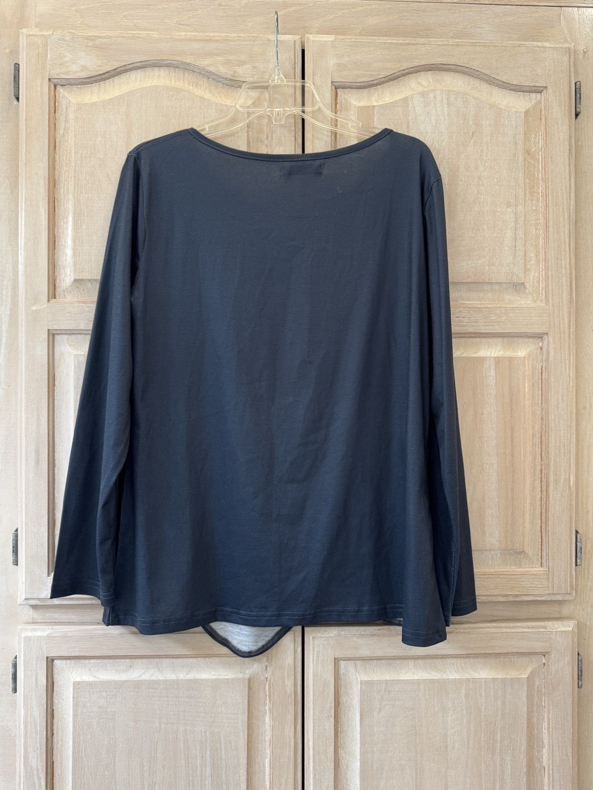 NWOT Misslook Navy Blue Floral Stretch Pullover Top Button Detail Size XL