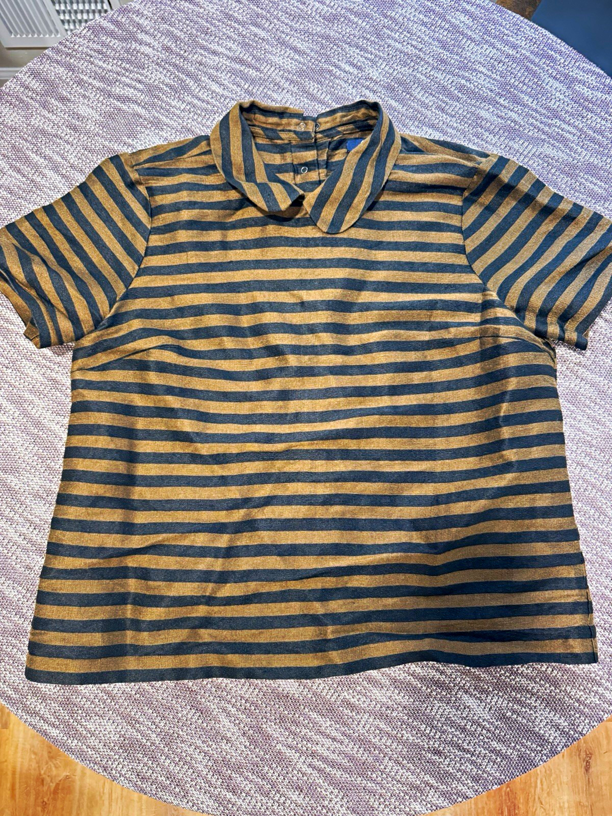 Madewell Women’s Striped Knit Collared Short Sleeve Button Back Blouse S