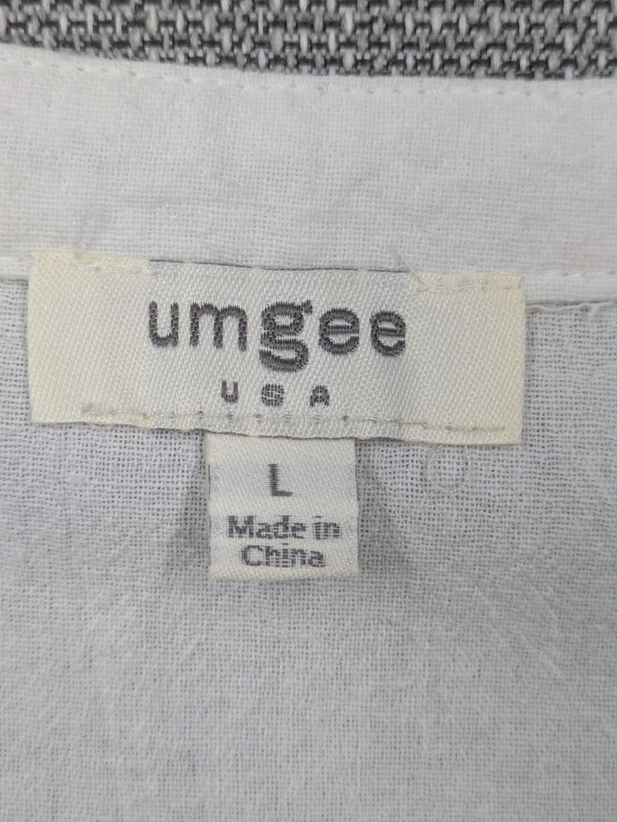 Umgee USA Tunic Blouse Womens Large L White Cotton V Neck Flutter Sleeve Fringe