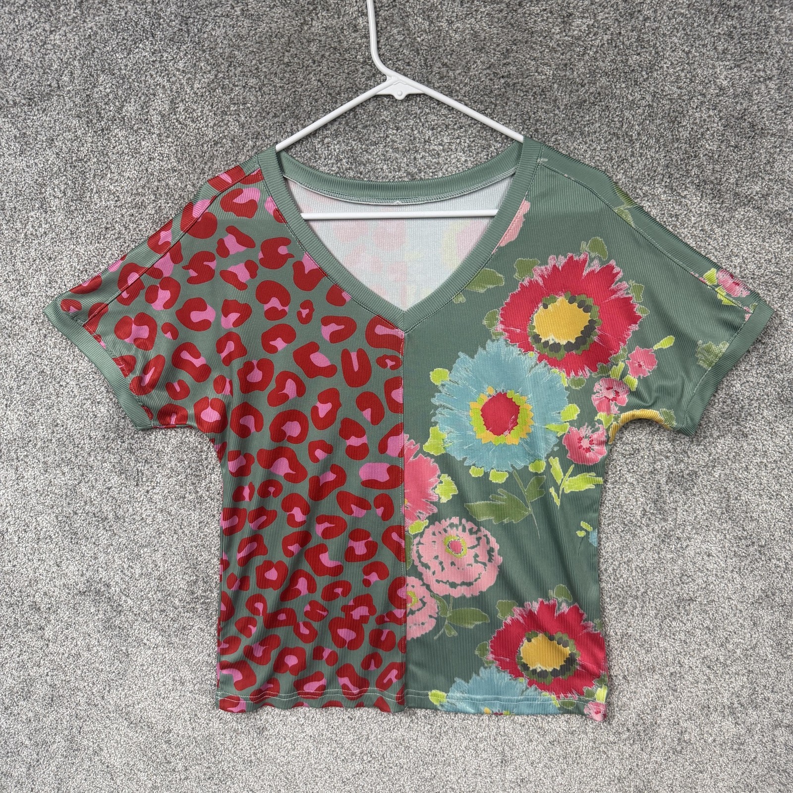 Floral Leopard Top S Eclectic Maximalist Dopamine Dressing Cottagecore Whimsical