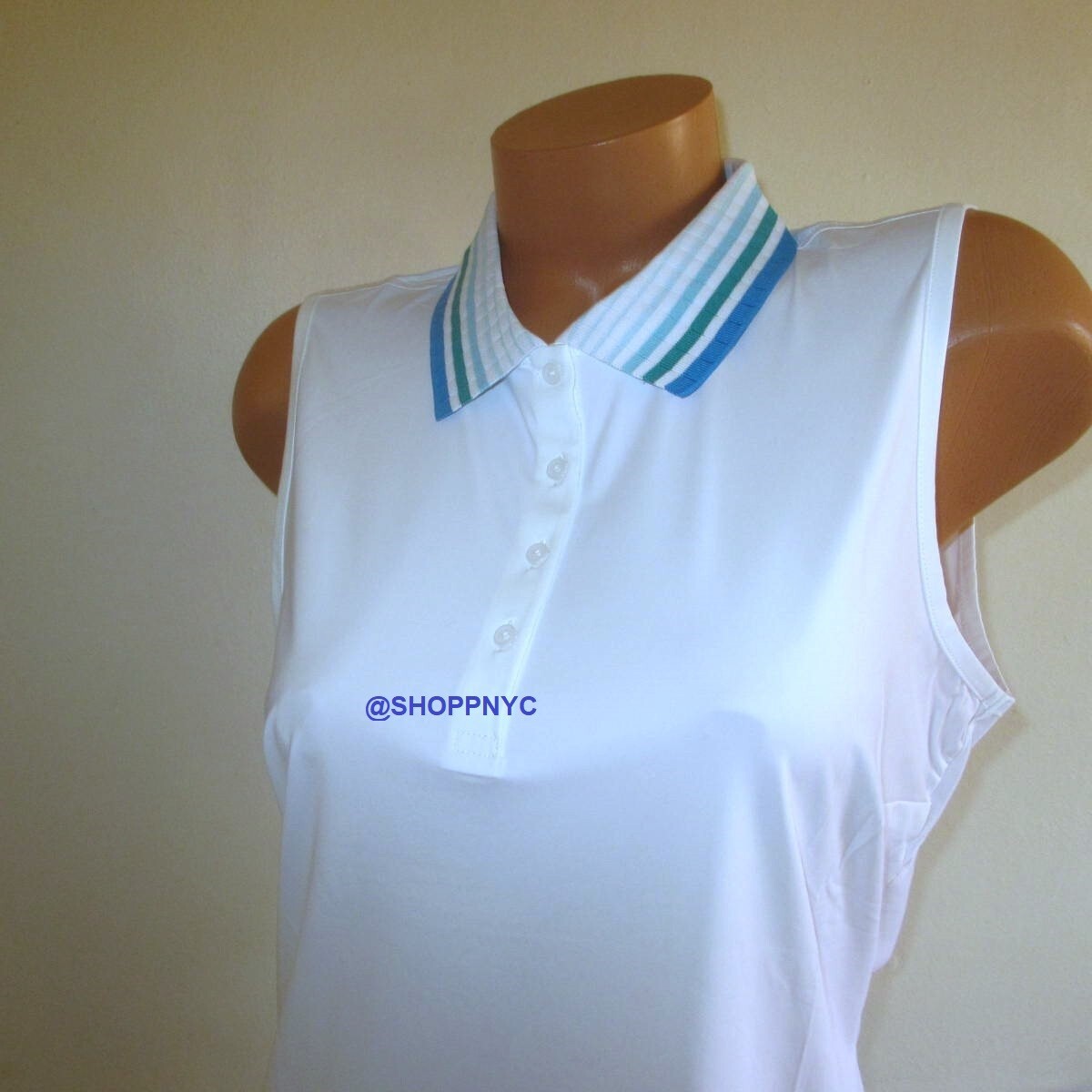 G/Fore Golf Polo Shirt Large Silky Tech Nylon Sleeveless Optic White $110 G4