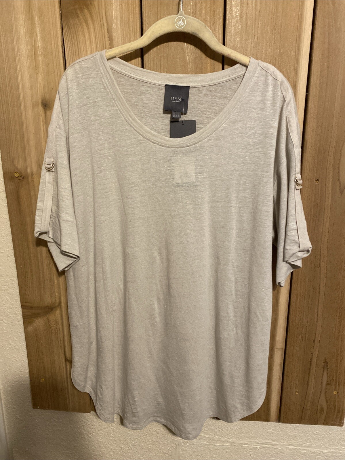 Lysse Ivory Short Sleeve Lavinia Top Size L NWT