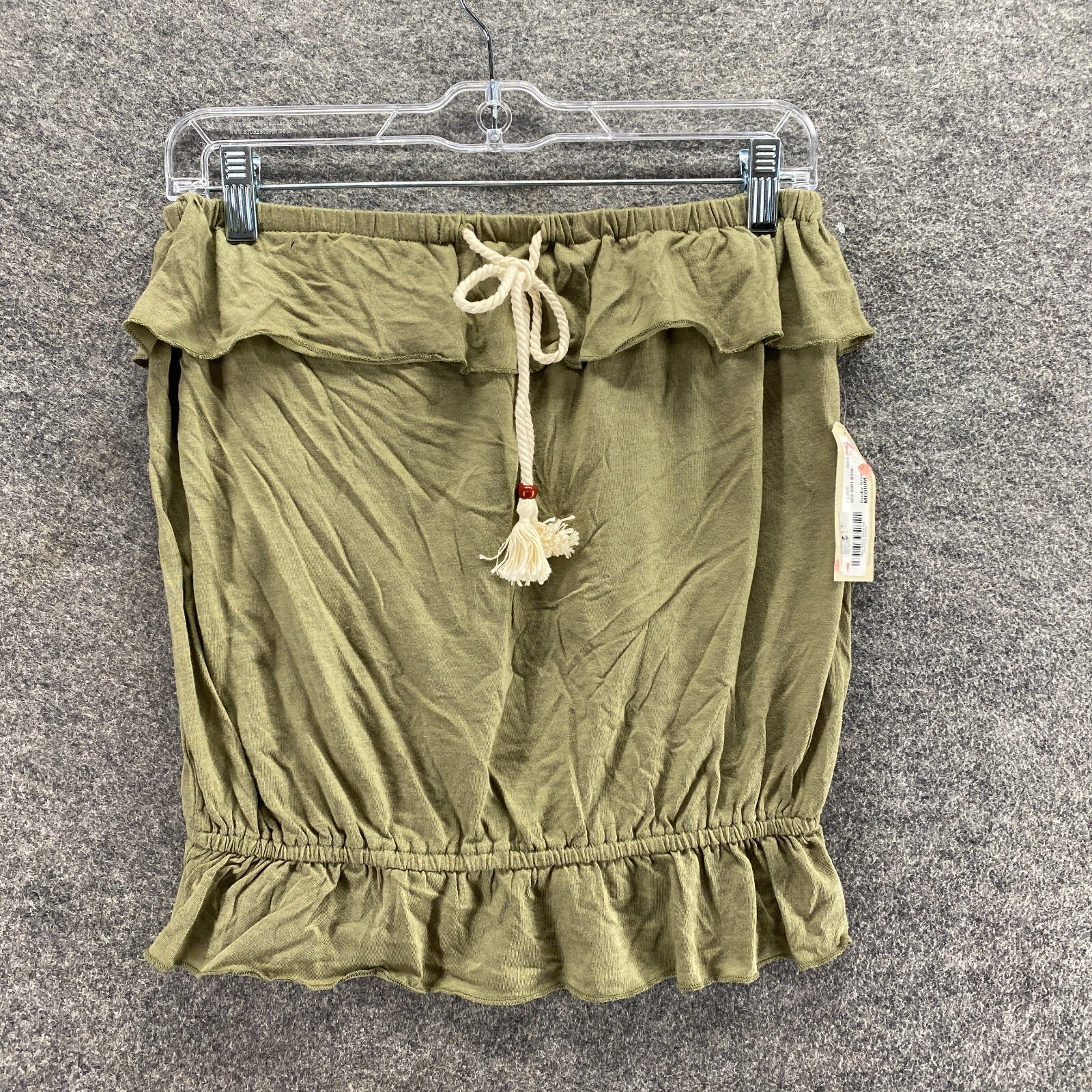 New Arizona Top Women M Green Strapless Cotton Pullover Elastic Waist Blouse