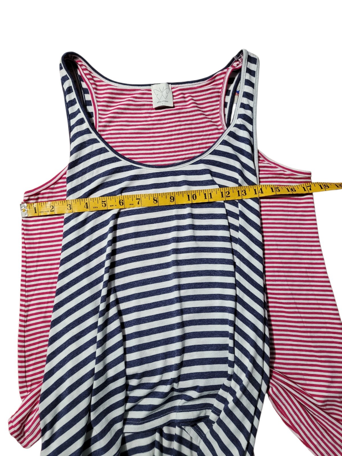 Ella Moss Oversized Layered Tank Top Women’s Large Striped Asymmetric High-Low