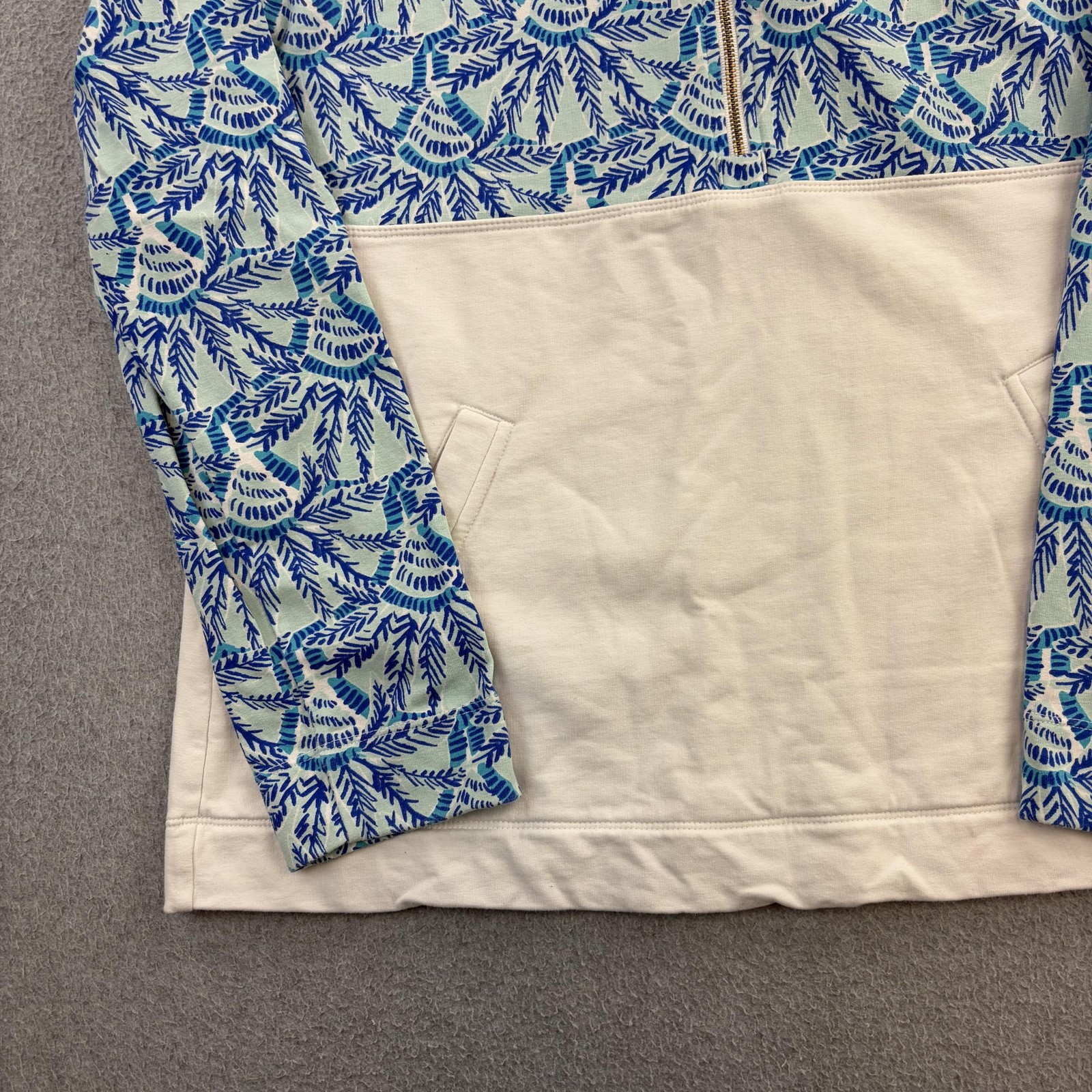 Lilly Pulitzer Shirt Womens Medium Blue 1/2 Zip Long Sleeve Tunic Top