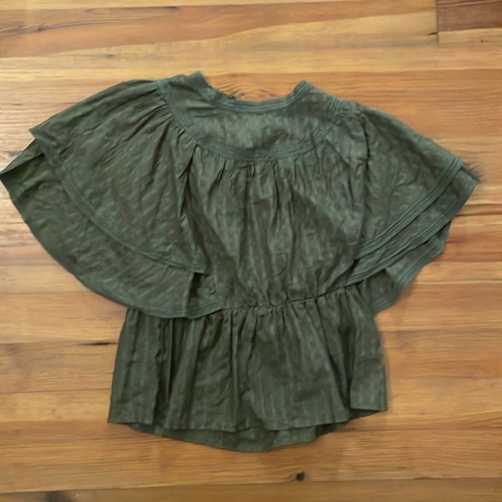 Versona Olive Green Boho Blouse Top Womens Size Medium NEW Cotton Casual Lace
